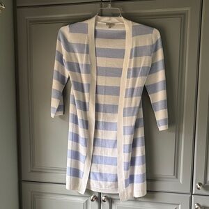 Talbots Blue and White Striped Cardigan